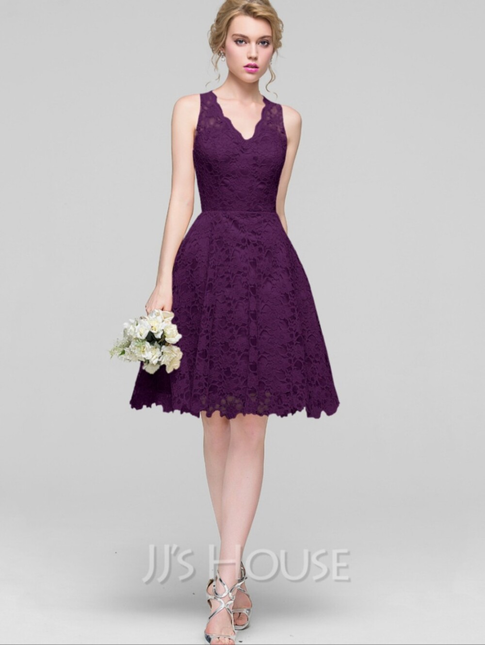 Lace Bridesmaid/ Prom Dress | A-line/ Princess Line, V-neck, Worn Once.